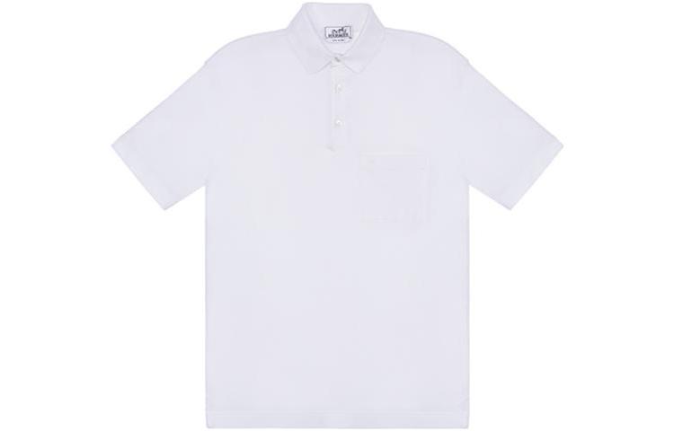 HERMES Solid Color Button-Collar Polo Shirt White H072325HA90