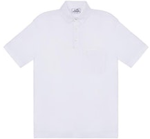 HERMES Solid Color Button-Collar Polo Shirt White H072325HA90 HERMES Solid Color Button-Collar Polo Shirt White H072325HA90