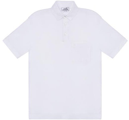 HERMES Solid Color Button-Collar Polo Shirt White H072325HA90 Buy HERMES Solid Color Button-Collar Polo Shirt White H072325HA90