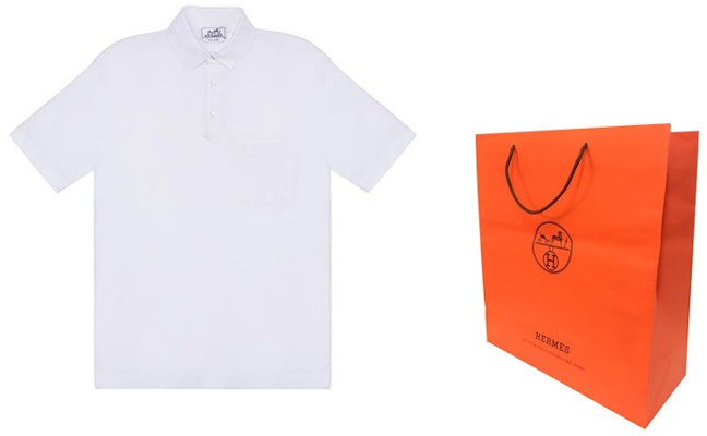 HERMES Solid Color Button-Collar Polo Shirt White H072325HA90 Shop HERMES Solid Color Button-Collar Polo Shirt White H072325HA90