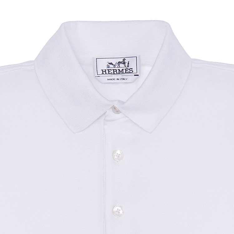 Cheap HERMES Solid Color Button-Collar Polo Shirt White H072325HA90