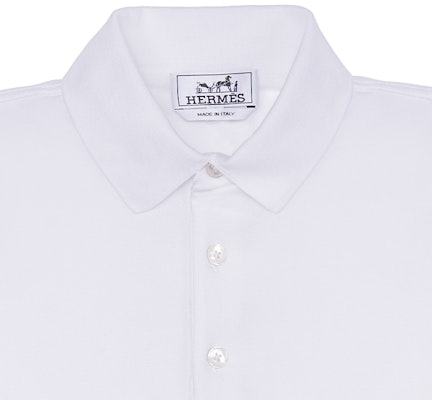 HERMES Solid Color Button-Collar Polo Shirt White H072325HA90 Cheap HERMES Solid Color Button-Collar Polo Shirt White H072325HA90