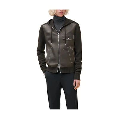 Hermes Solid Color Hoodie Zip Jacket in Persimmon Gray H467315HA11