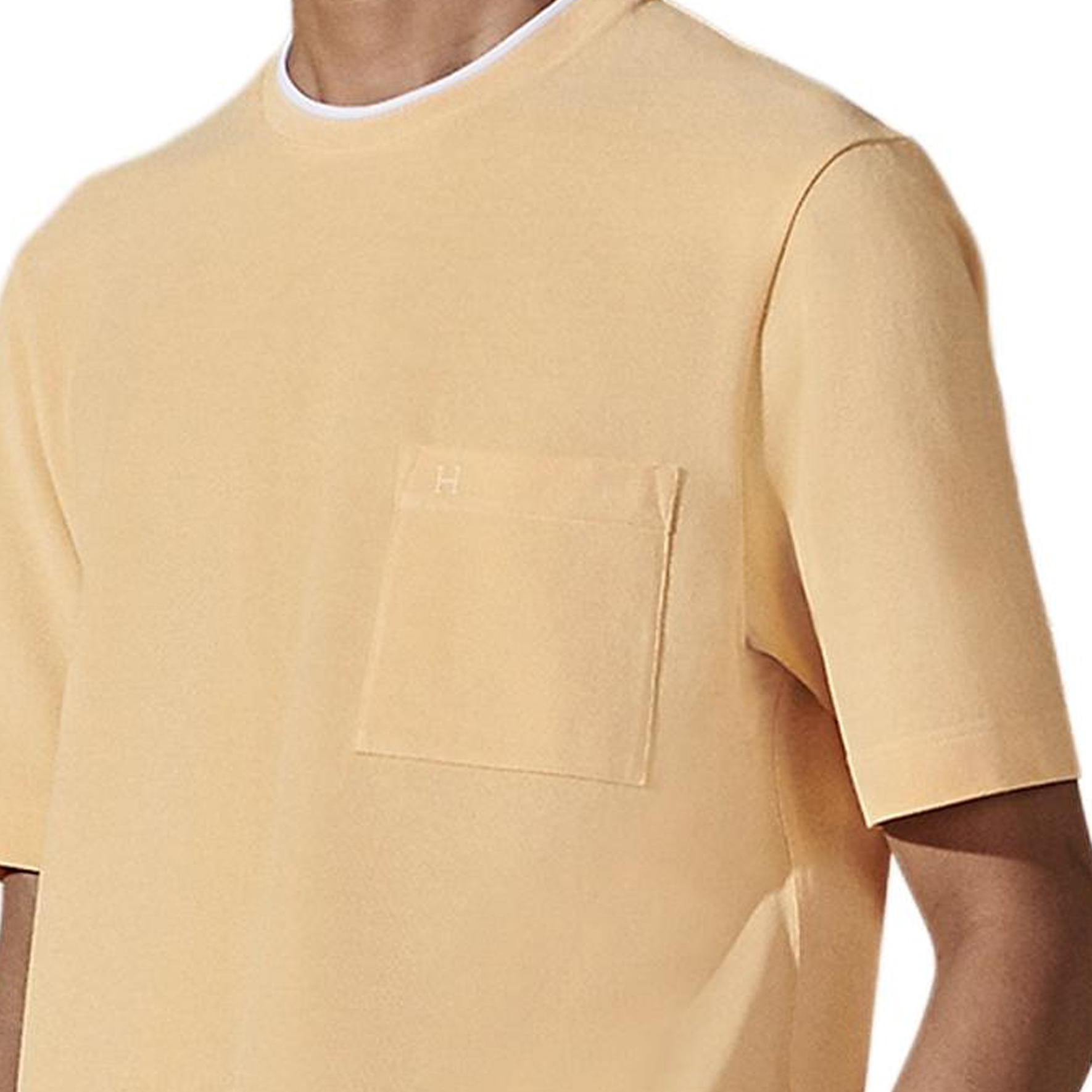 Cheap 에르메스 남성용 솔리드 컬러 라운드넥 포켓 캐주얼 티셔츠. H457980HA0DLA