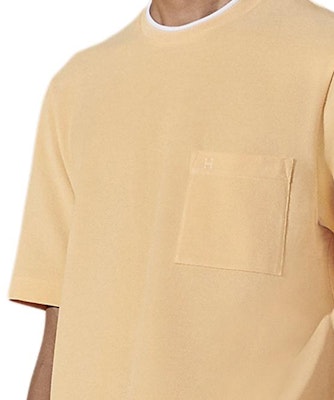 에르메스 남성용 솔리드 컬러 라운드넥 포켓 캐주얼 티셔츠. H457980HA0DLA 1