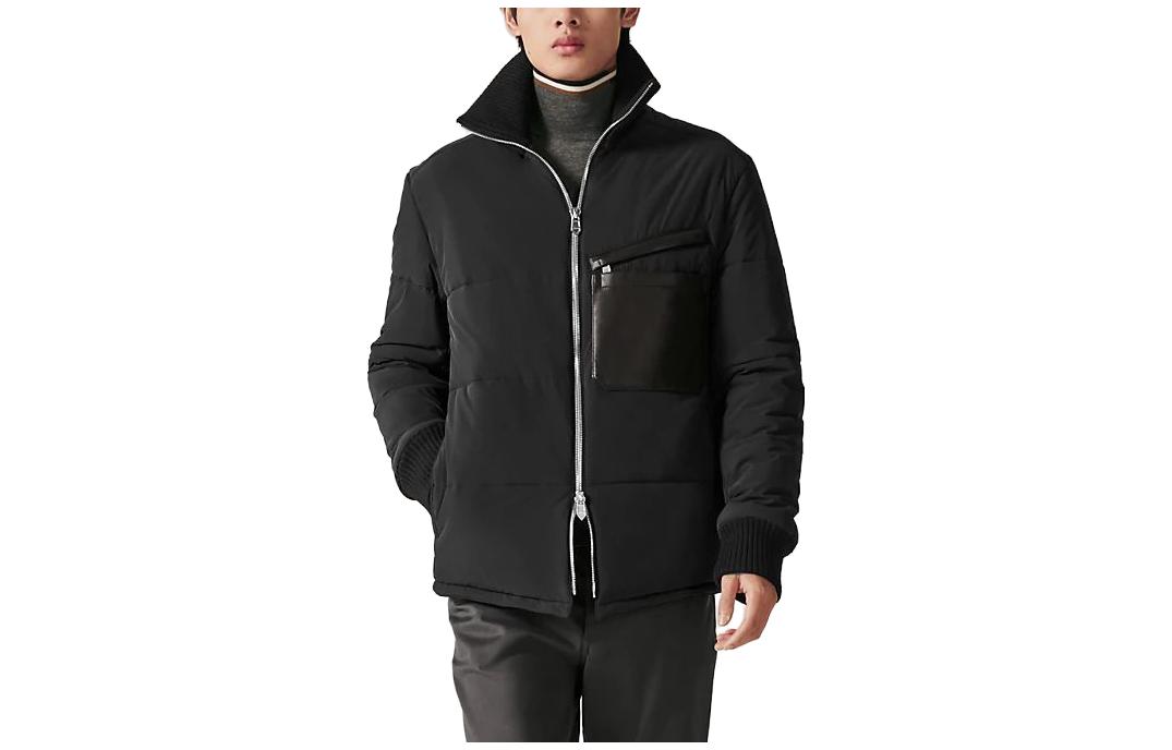 Hermes Solid Color Stand Collar Long Sleeve Jacket Black H362820HI0250