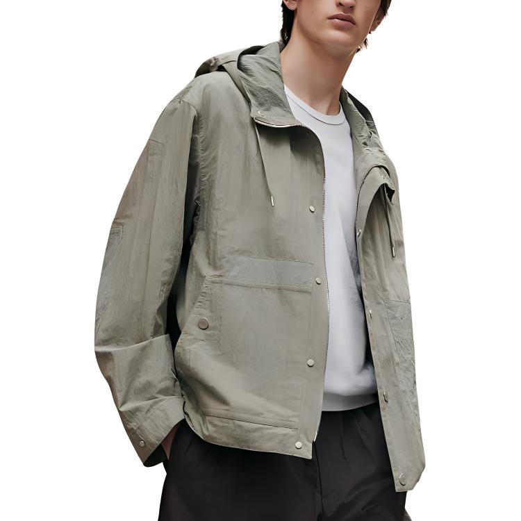 Hermes Solid Color Zipper Hoodie Jacket Sage Green H452460HG1F48