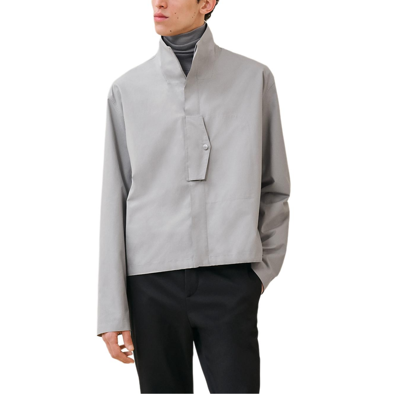 Hermes Solid Cotton Loose Fit Jacket in Gray H466130H279