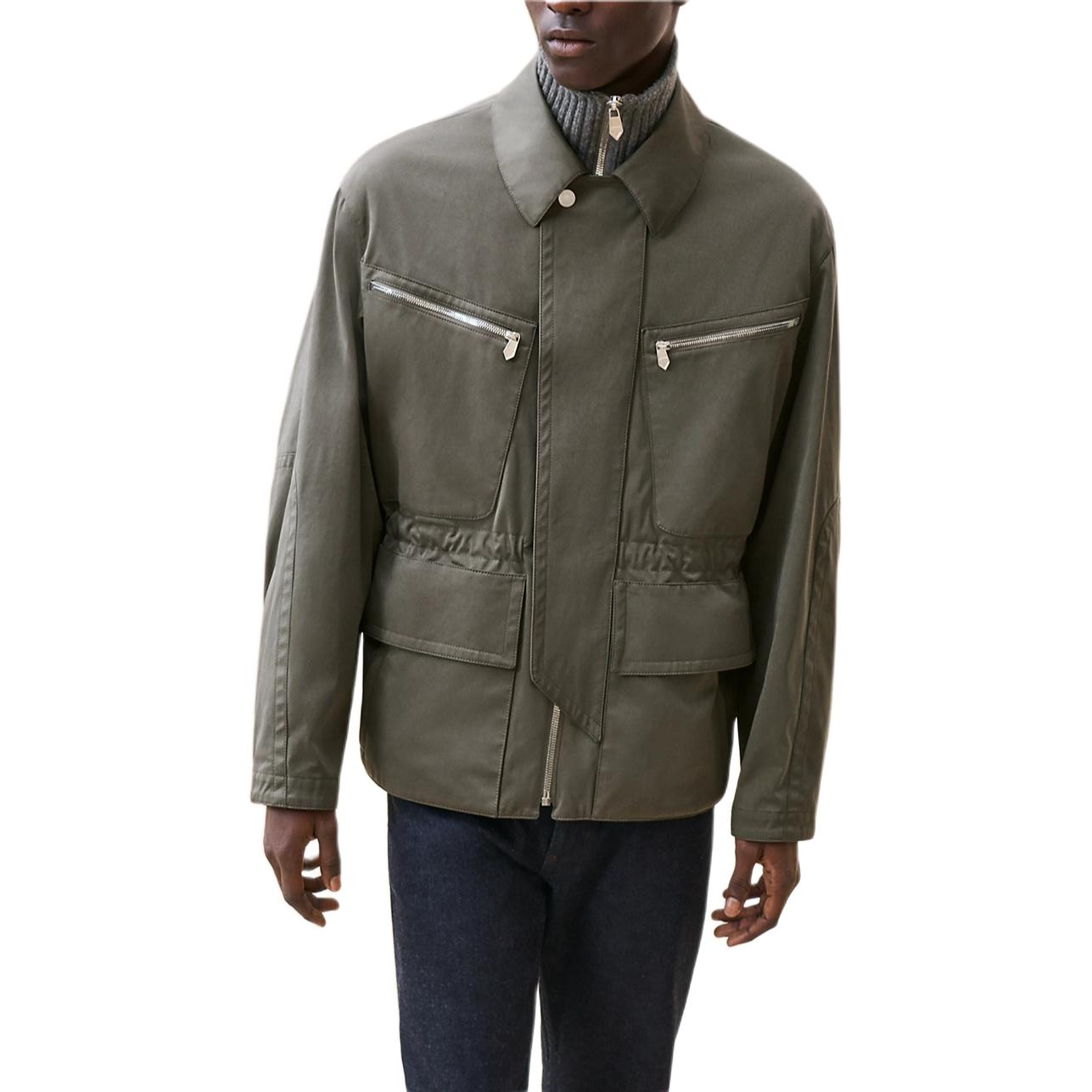 Hermes Solid High-Neck Zip Jacket in Basalt Color H462600HG0I48