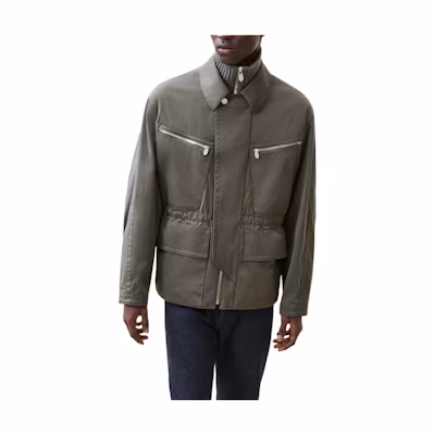 Hermes Solid High-Neck Zip Jacket in Basalt Color H462600HG0I48