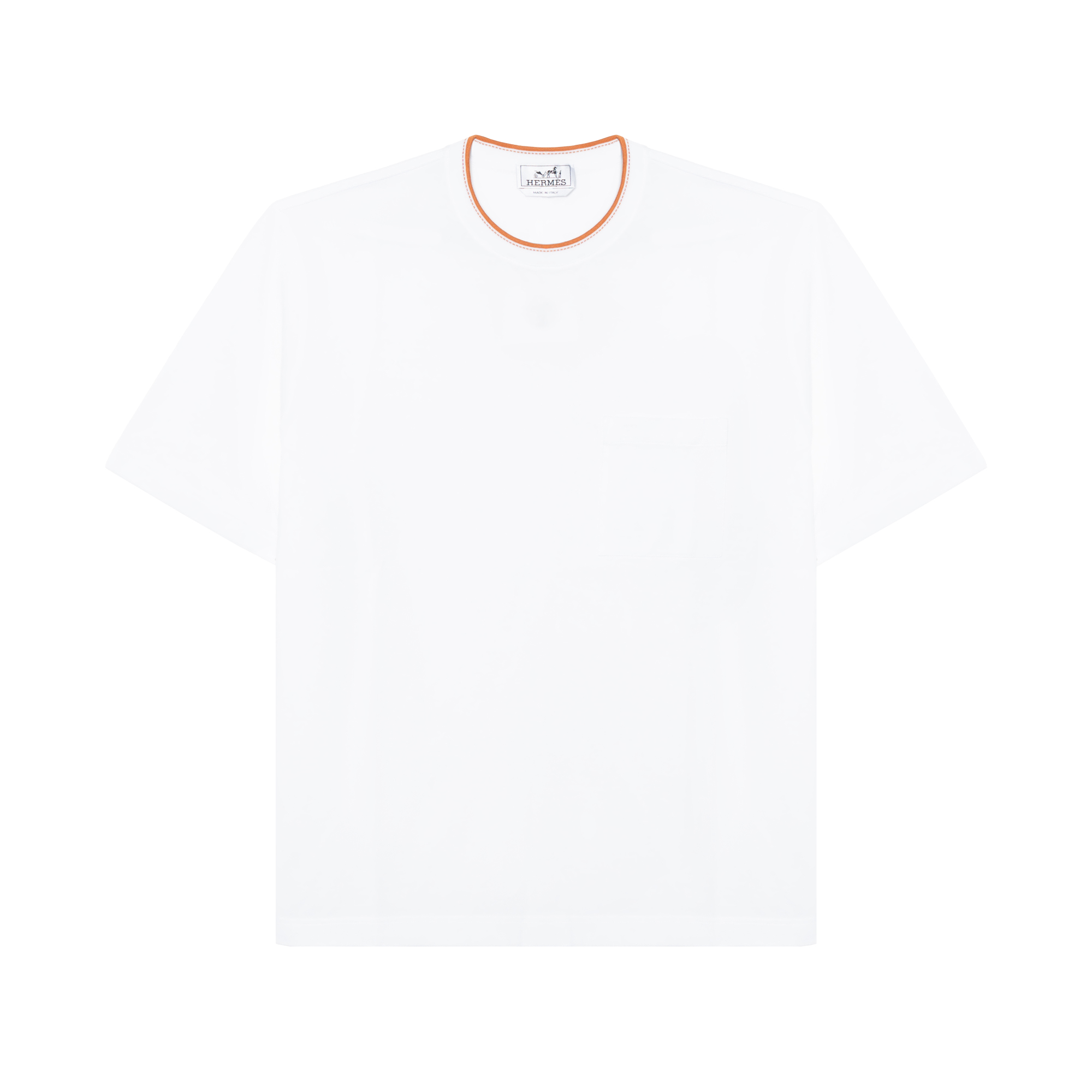 HERMES Solid Pocket Crewneck T-Shirt SS22  White H257850HA90
