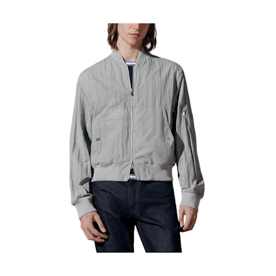 Hermes Solid Ribbed Zipper Jacket Long Sleeve Light Gray H452440HG5K