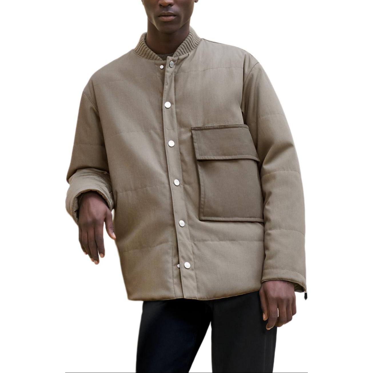 Hermes Solid Single-Breasted Long Sleeve Jacket in Peat Brown H462780HI2I48