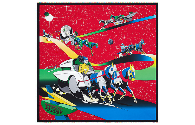 HERMES Space Derby Scarf Red Silk. H003573S-06 圖 2