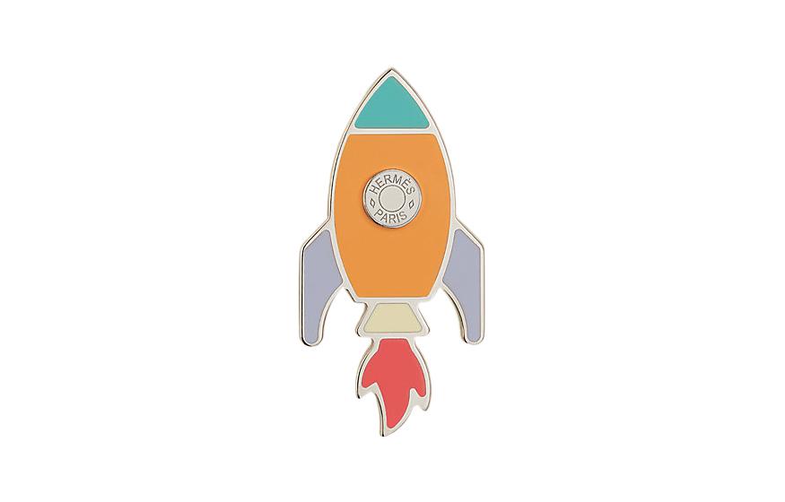HERMES Space Logo Metal Brooch Unisex Couple Style Multicolor. H077352FPAC