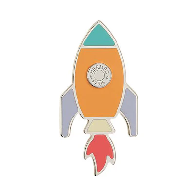 HERMES Space Logo Metal Brooch Unisex Couple Style Multicolor. H077352FPAC