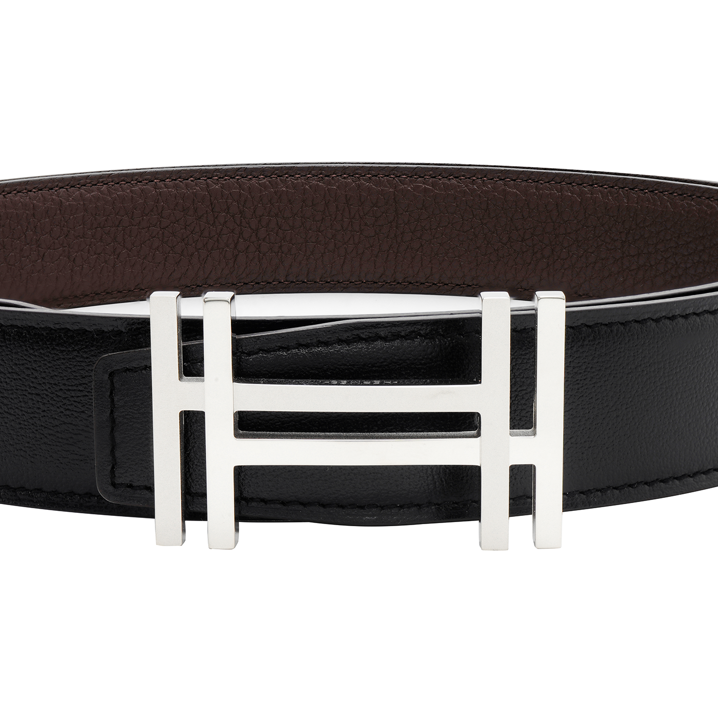 Lookbook 愛馬仕 Square H 銀扣 Togo 皮革雙面腰帶 3.2cm 男士 H066050CK05-H073967CAAB