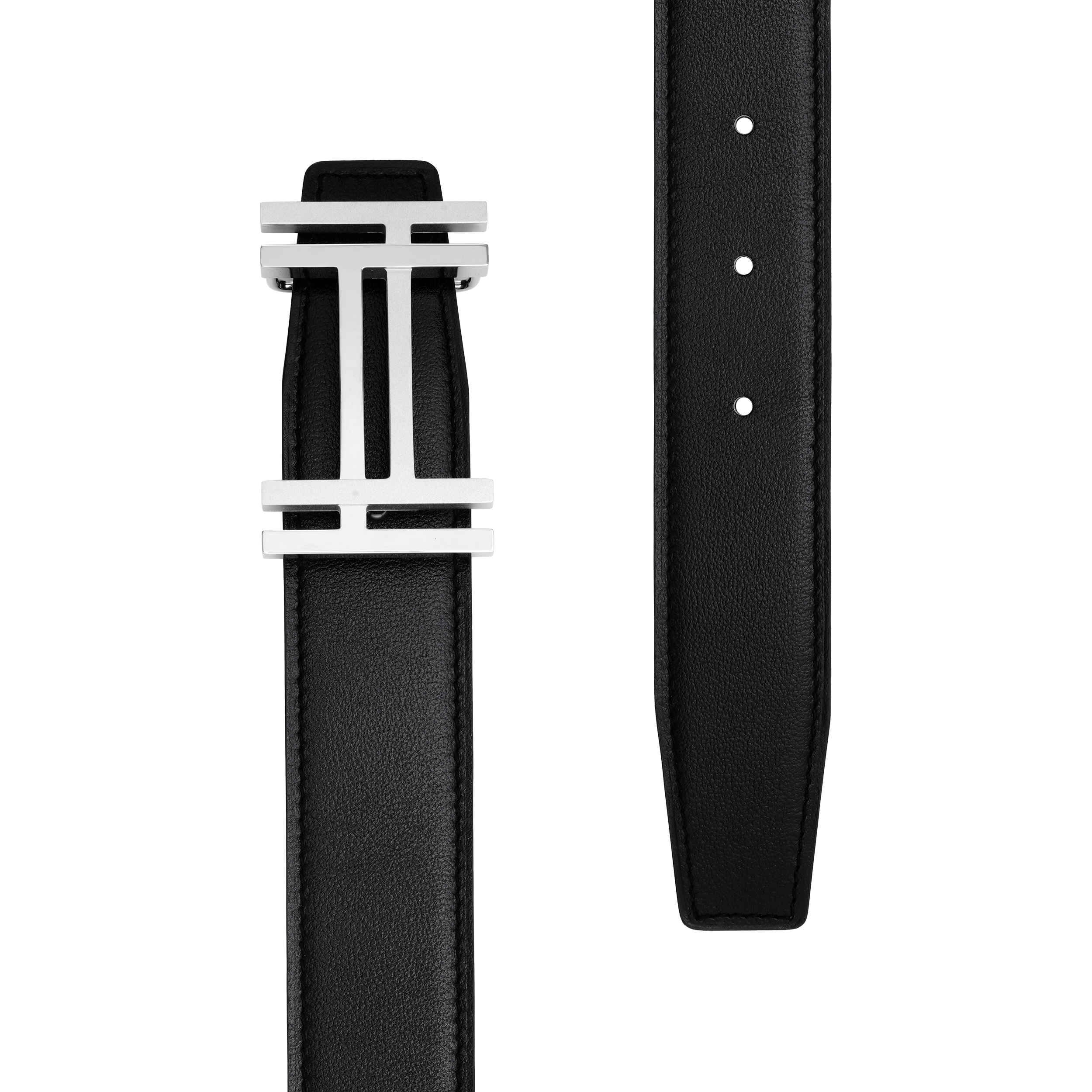 Shop 愛馬仕 Square H 銀扣 Togo 皮革雙面腰帶 3.2cm 男士 H066050CK05-H073967CAAB