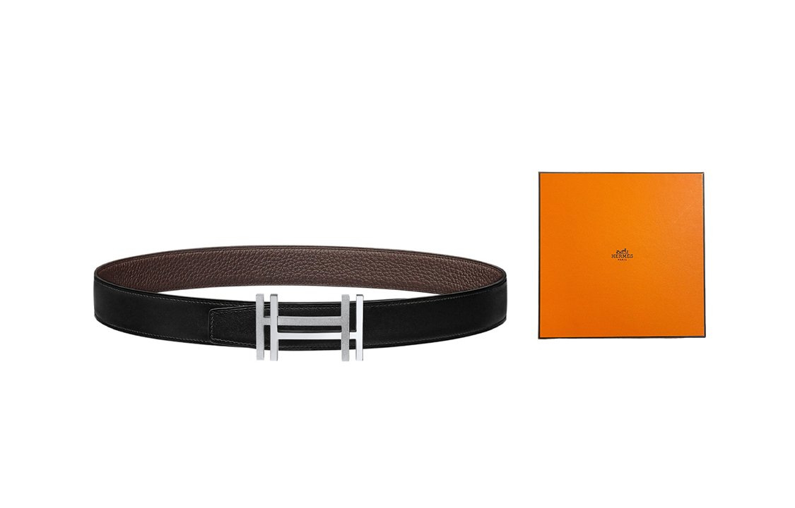 Details for 愛馬仕 Square H 銀扣 Togo 皮革雙面腰帶 3.2cm 男士 H066050CK05-H073967CAAB