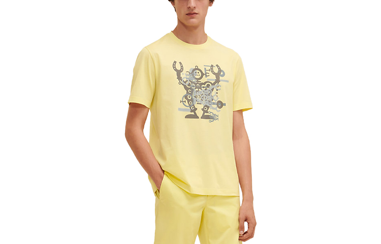 HERMES SS21 "Hello Mr Farrier" Lemon Cotton Unisex T-Shirt H157860HA2Q