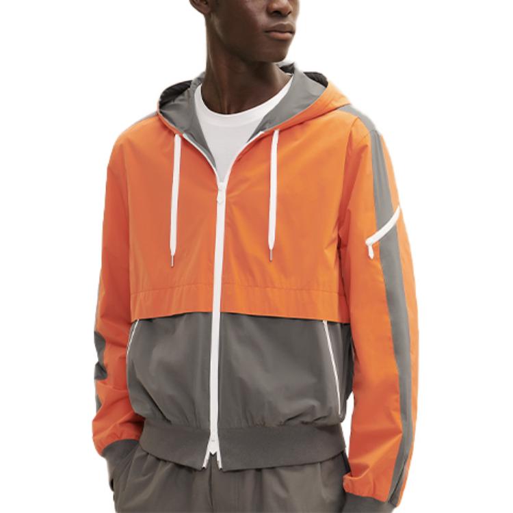 Hermes SS21 Colorblock Waterproof Zip Hoodie Jacket Orange Sportswear H152840HI30