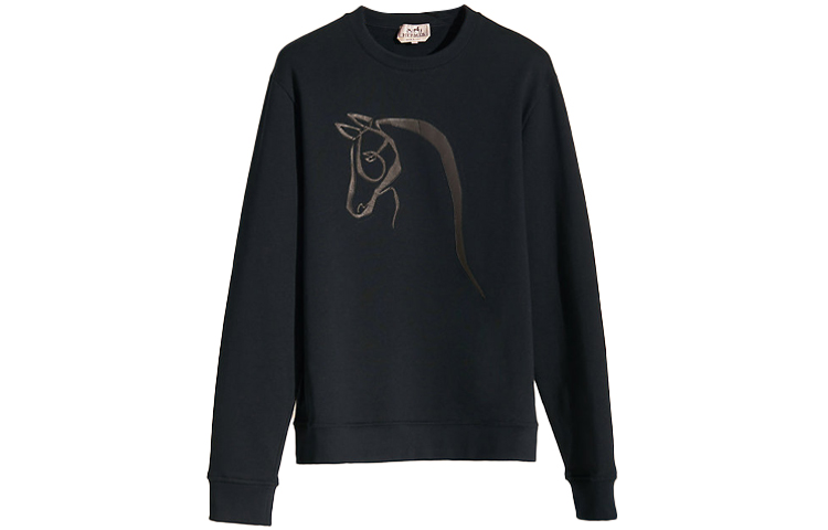 Hermes SS21 Navy Lambskin Patchwork Graphic Sweatshirt H167540HA01