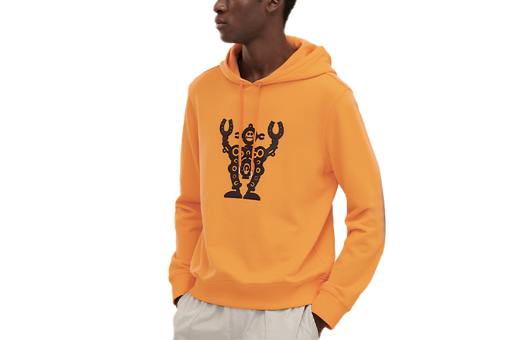 Hermes SS21 Orange Patterned Loose Fit Hooded Sweatshirt for Men H157760HA30