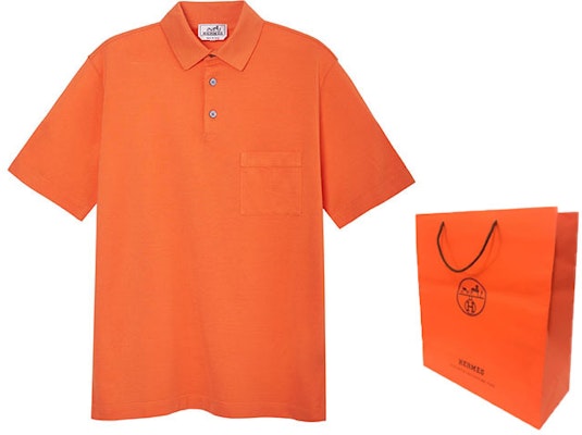 爱马仕 SS21 橙色短袖纽扣翻领衬衫 Polo 衫 H072325HA30 Shop 爱马仕 SS21 橙色短袖纽扣翻领衬衫 Polo 衫 H072325HA30