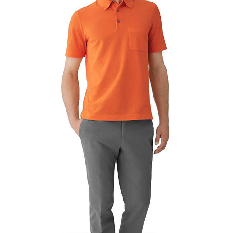 Purchase 爱马仕 SS21 橙色短袖纽扣翻领衬衫 Polo 衫 H072325HA30