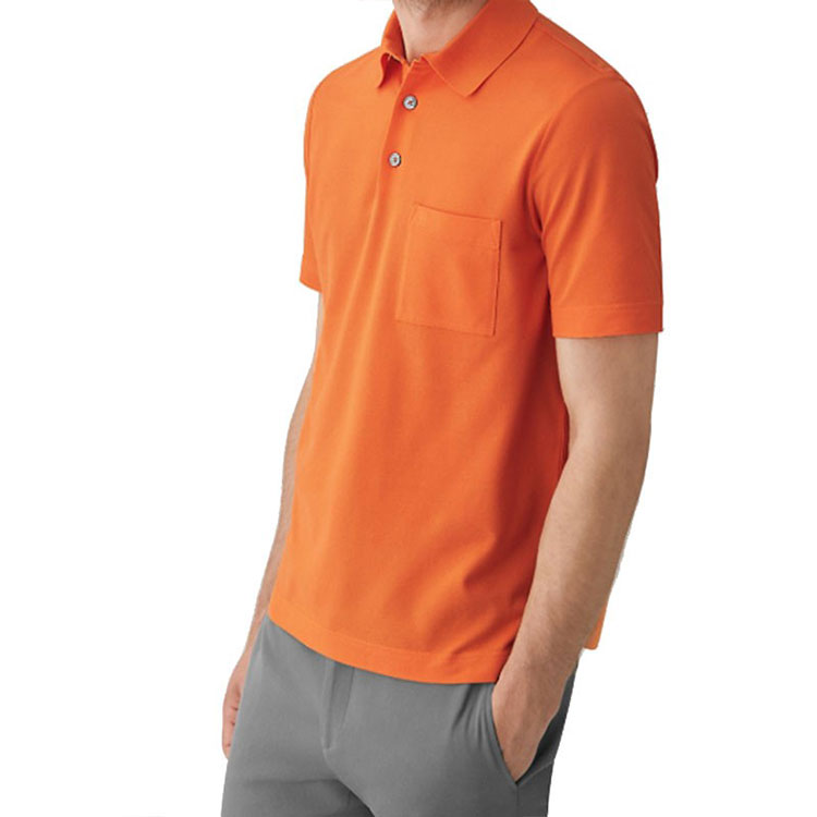 Sizing 爱马仕 SS21 橙色短袖纽扣翻领衬衫 Polo 衫 H072325HA30