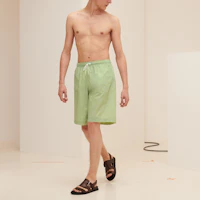 Shop 愛馬仕 SS21 印花帆布短褲 淺綠色 H158060H42D