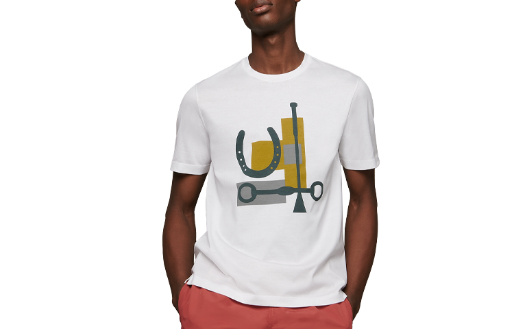 HERMES SS21 White Graphic Print Short Sleeve T-Shirt H047911HA90