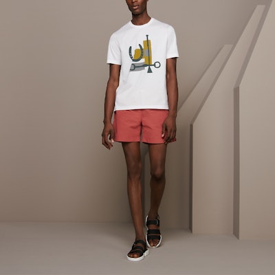 HERMES SS21 白色圖案印花短袖T恤 H047911HA90 Shop HERMES SS21 白色圖案印花短袖T恤 H047911HA90