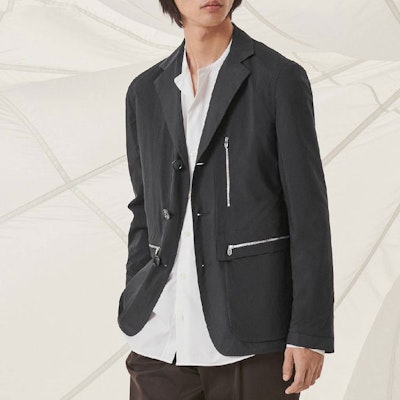 HERMES SS22 Black Single-Breasted Loose Fit Long Sleeve Blazer Jacket H254224H8NN Lookbook HERMES SS22 Black Single-Breasted Loose Fit Long Sleeve Blazer Jacket H254224H8NN