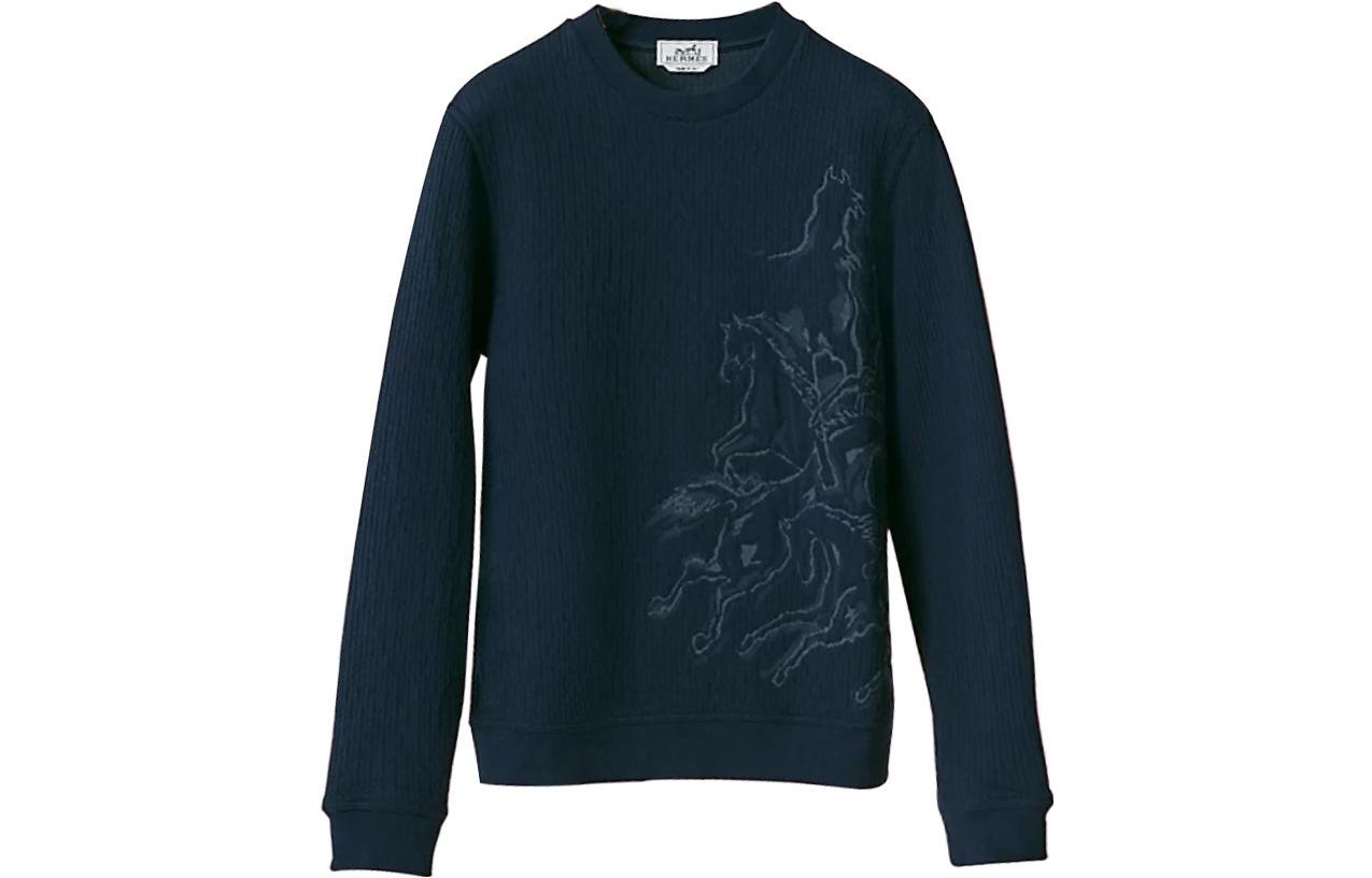 Order HERMES SS22 Baju Sejuk Crewneck Biru Sulaman Haiwan H257750HA6C