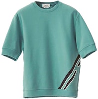 HERMES SS22 Ceramic Blue Striped Print Crew Neck Short Sleeve Tee H257640HA64 HERMES SS22 Ceramic Blue Striped Print Crew Neck Short Sleeve Tee H257640HA64
