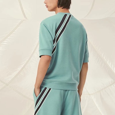 HERMES SS22 陶瓷藍條紋印花短袖圓領T恤 H257640HA64 Lookbook HERMES SS22 陶瓷藍條紋印花短袖圓領T恤 H257640HA64