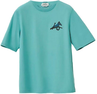 에르메스 SS22 기하학 디테일 반팔 크루넥 티셔츠 - 포슬린 블루 H257820HA64 Order 에르메스 SS22 기하학 디테일 반팔 크루넥 티셔츠 - 포슬린 블루 H257820HA64