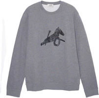 Order HERMES SS22 Grey Crewneck Sweatshirt with Leather Horse Motif H257720HA76