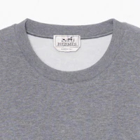 Sizing HERMES SS22 Grey Crewneck Sweatshirt with Leather Horse Motif H257720HA76