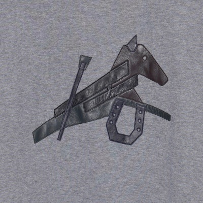 HERMES SS22 Baju Kelabu Crewneck dengan Motif Kuda Kulit. H257720HA76 1