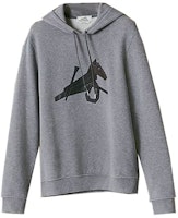 HERMES SS22 Grey Hoodie with Leather Details H257730HA76 HERMES SS22 Grey Hoodie with Leather Details H257730HA76