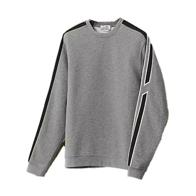 HERMES SS22 Grey Striped Knit Long-Sleeve Pullover Sweater H257650HA76