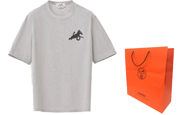 Lookbook HERMES SS22  Mini Printed Crew Neck Short Sleeve T-Shirt Grey H257820HA76