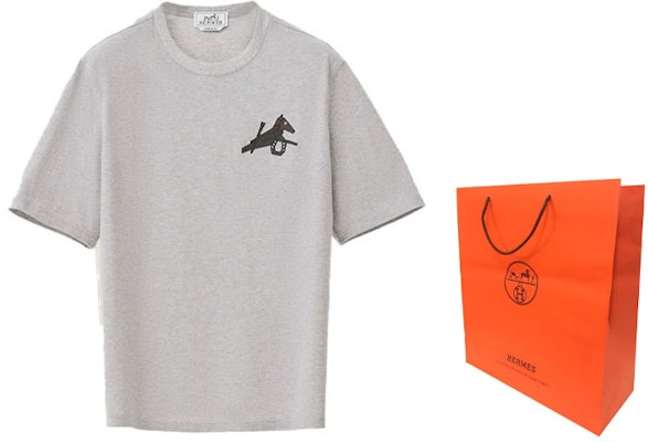 HERMES SS22 Mini Printed Crew Neck Short Sleeve T-Shirt Grey H257820HA76 Lookbook HERMES SS22 Mini Printed Crew Neck Short Sleeve T-Shirt Grey H257820HA76