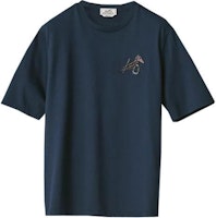 HERMES SS22 Navy Mini Leather Logo Embroidered Solid T-Shirt. H257820HA6C HERMES SS22 Navy Mini Leather Logo Embroidered Solid T-Shirt. H257820HA6C