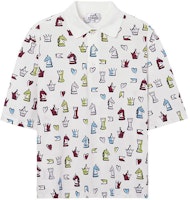 HERMES SS22 White Animal Print Polo Shirt with Collared Short Sleeves H257870HA90 HERMES SS22 White Animal Print Polo Shirt with Collared Short Sleeves H257870HA90