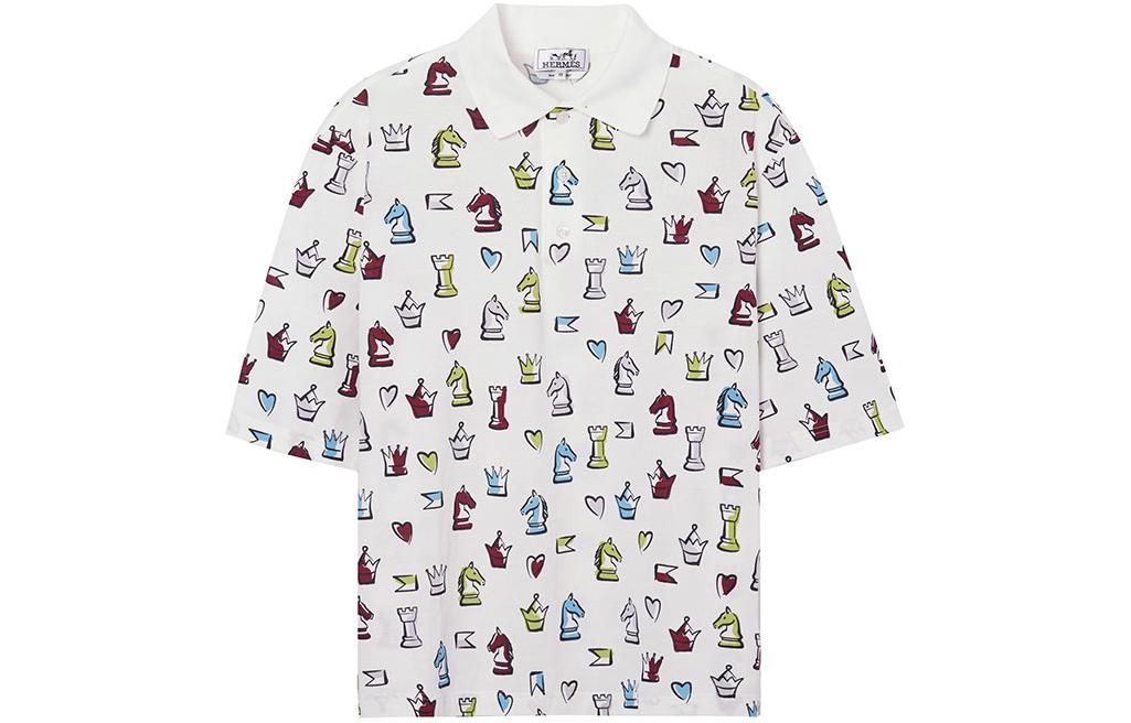 Order 爱马仕 SS22 白色动物印花翻领短袖POLO衫 H257870HA90