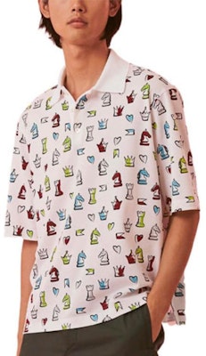 爱马仕 SS22 白色动物印花翻领短袖POLO衫 H257870HA90 Shop 爱马仕 SS22 白色动物印花翻领短袖POLO衫 H257870HA90