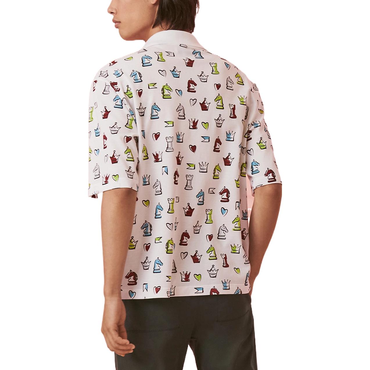 Details for 爱马仕 SS22 白色动物印花翻领短袖POLO衫 H257870HA90